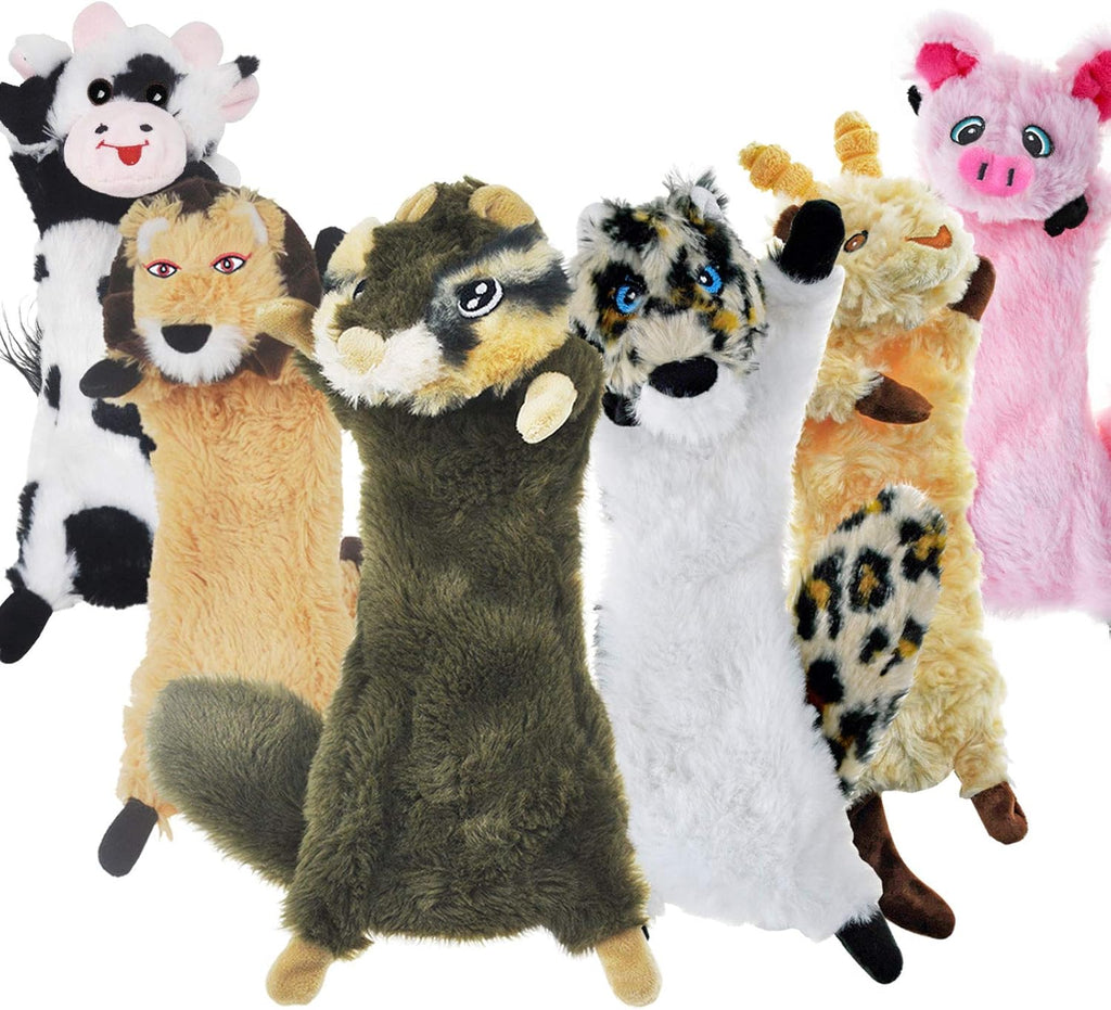 Dog Squeaky Toy No Stuffing 6 Pack, Dog Toys Crinkle for Small Puppy, Durable Chew Plush Cute Animals Natural for Teething Pet